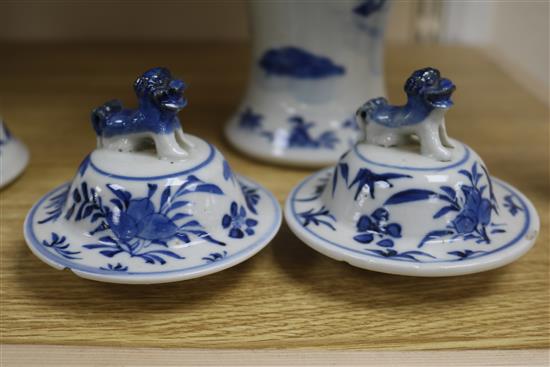 Two Chinese blue and white vases and covers